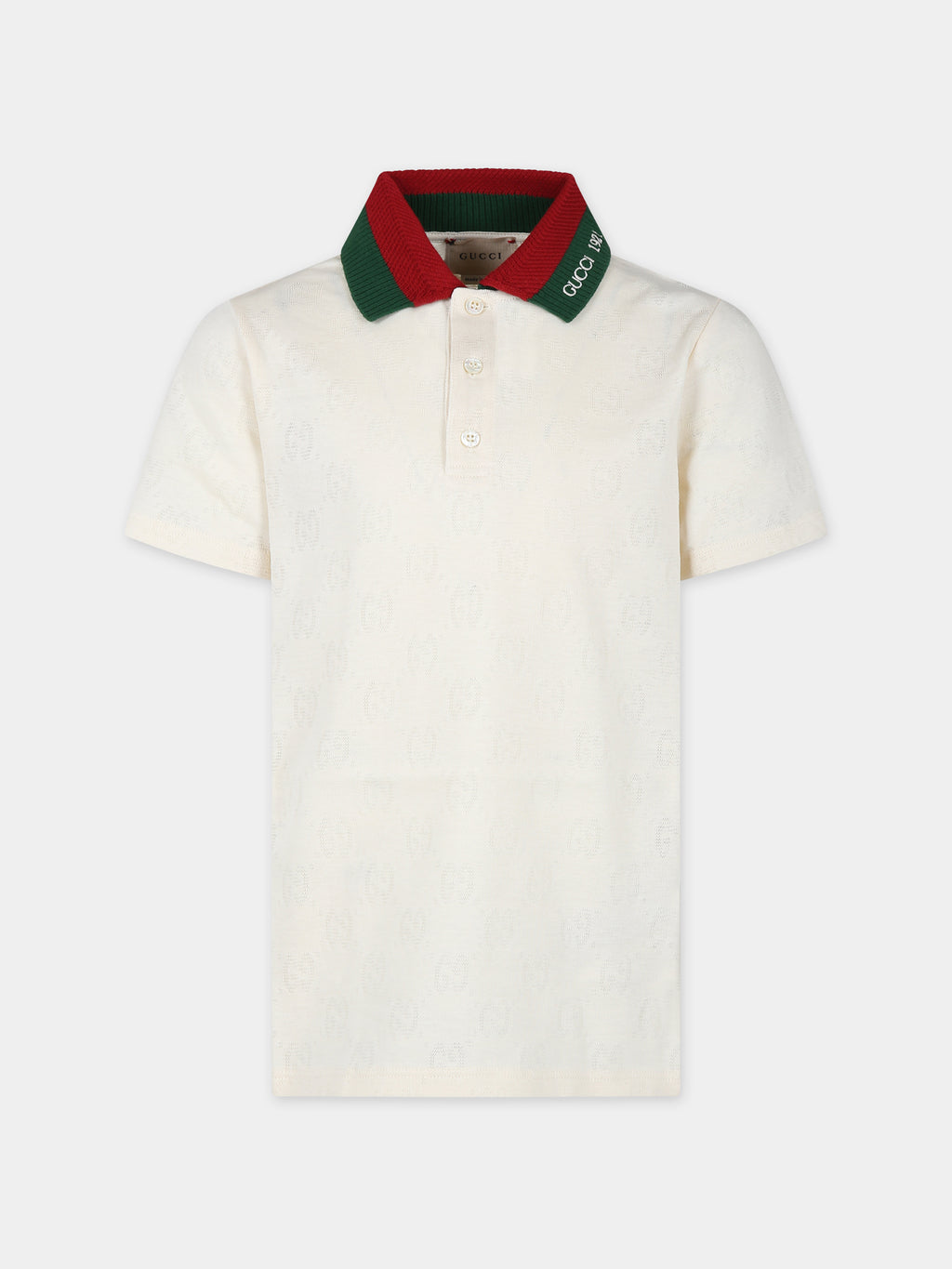 Ivory polo shirt for boy with Web detail